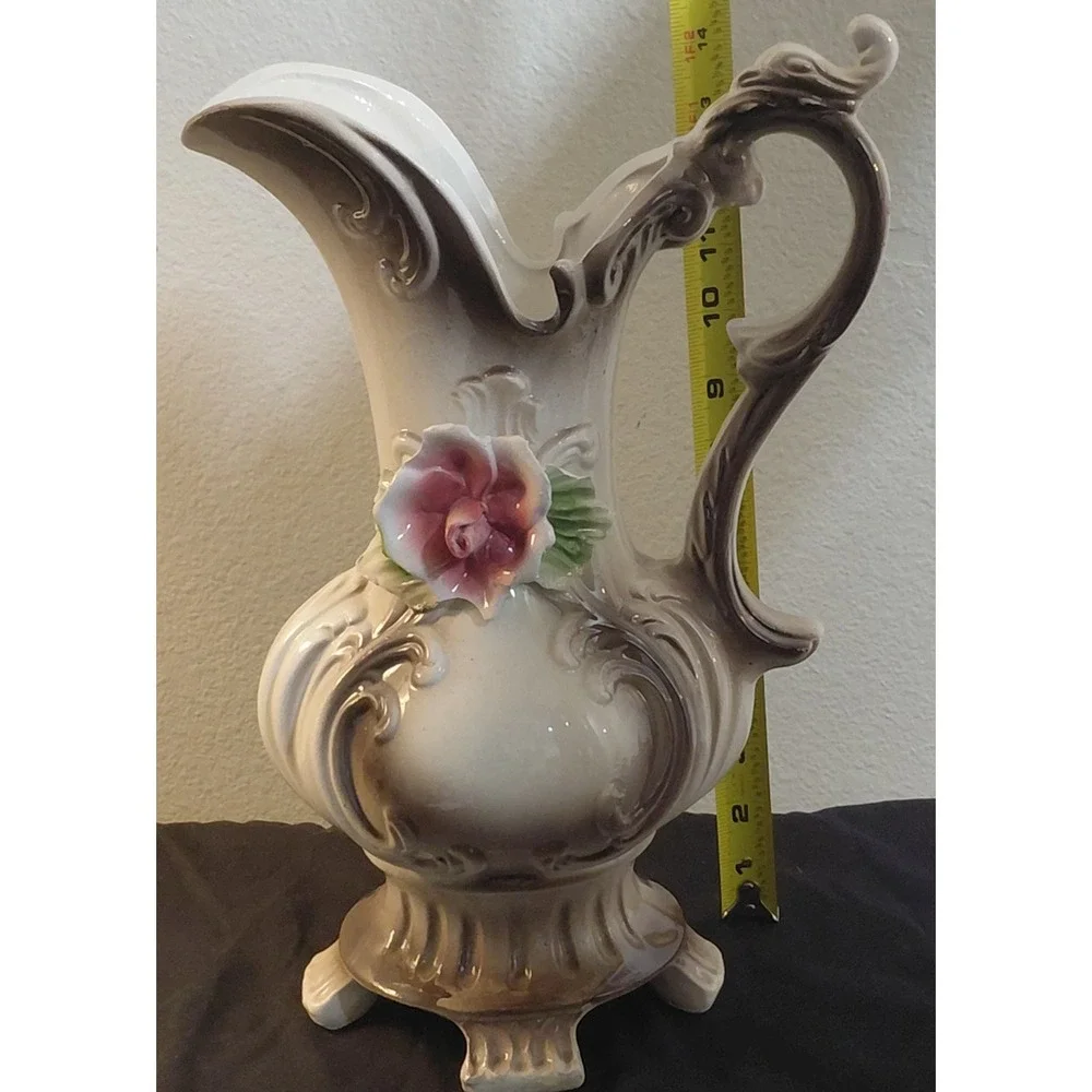 Vintage Capodimonte Italy Porcelain Pitcher Ewer Vase 14